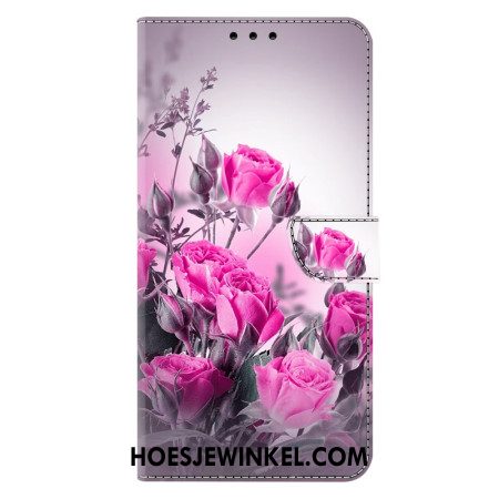 Leren Hoesje Samsung Galaxy A17 4g / 5g Velden Met Paarse Bloemen Bescherming Hoesje