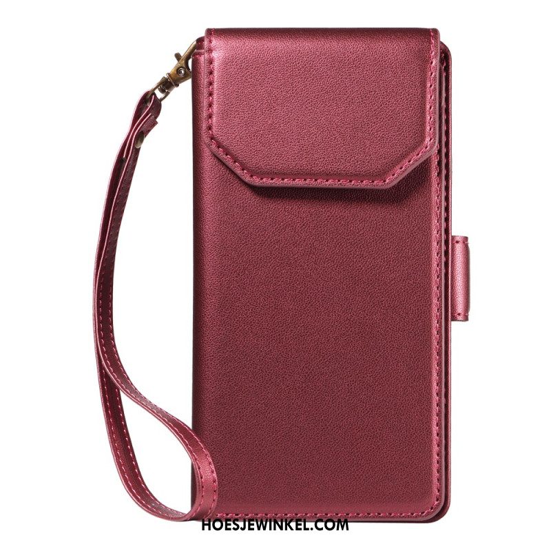 Leren Hoesje Samsung Galaxy S25 5g Edge Kaarthouder En Polsbandje