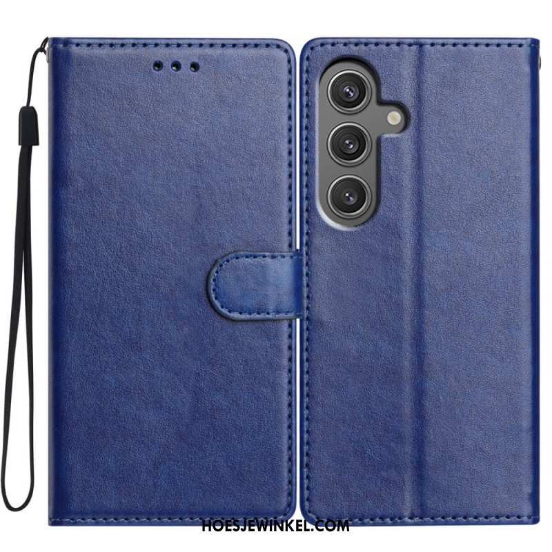 Leren Hoesje Samsung Galaxy S25 5g Effen Kunstleer Bescherming Hoesje