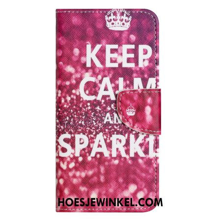 Leren Hoesje Samsung Galaxy S25 Fe Blijf Kalm En Sprankel Bescherming Hoesje