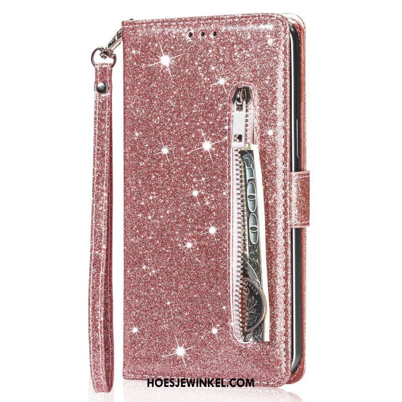 Leren Hoesje Samsung Galaxy S25 Plus 5g Portemonnee Met Pailletten Bescherming Hoesje