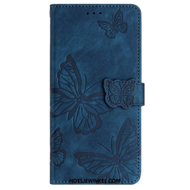 Leren Hoesje Samsung Galaxy S25 Ultra 5g Vlinders Met Suède-effect Bescherming Hoesje