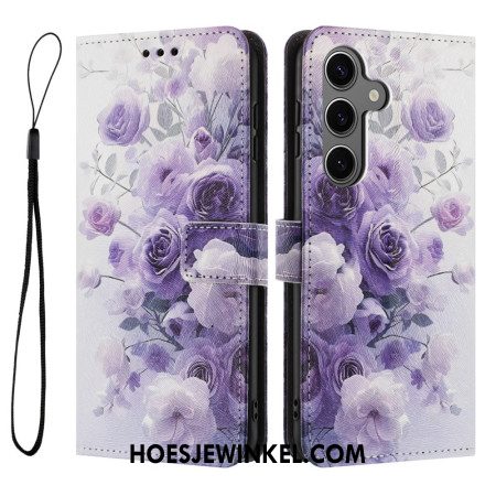 Leren Hoesje Samsung Galaxy S26 Paarse Rozen