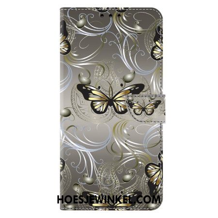Leren Hoesje Samsung Galaxy S26 Plus Kanten Vlinders Bescherming Hoesje