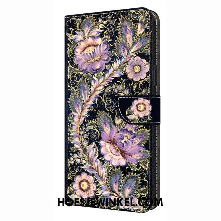 Leren Hoesje Samsung Galaxy S26 Plus Vintage Gouden Speldpatroon Bescherming Hoesje