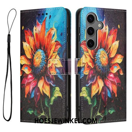 Leren Hoesje Samsung Galaxy S26 Plus Zonnebloem Bescherming Hoesje