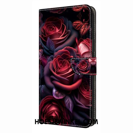 Leren Hoesje Samsung Galaxy S26 Plus Zwarte Roos Bescherming Hoesje