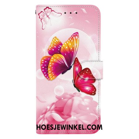 Leren Hoesje Samsung Galaxy S26 Roze Vlinders Bescherming Hoesje