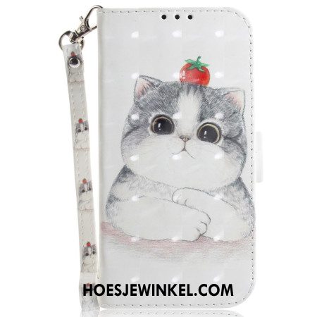Leren Hoesje Samsung Galaxy S26 Sleutelkoord Met Schattige Kat Bescherming Hoesje