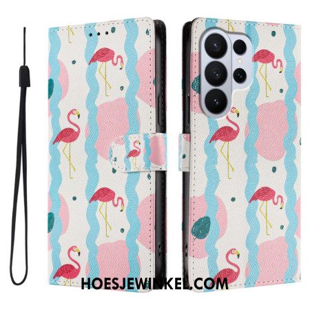 Leren Hoesje Samsung Galaxy S26 Ultra Flamingo's Bescherming Hoesje