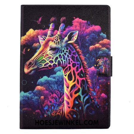 Leren Hoesje Samsung Galaxy Tab S11 Kleurrijke Giraffe