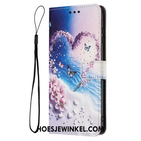 Leren Hoesje Sony Xperia 1 Vii Vlinder En Hart Bescherming Hoesje