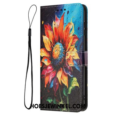 Leren Hoesje Sony Xperia 1 Vii Zonnebloempatroon Bescherming Hoesje