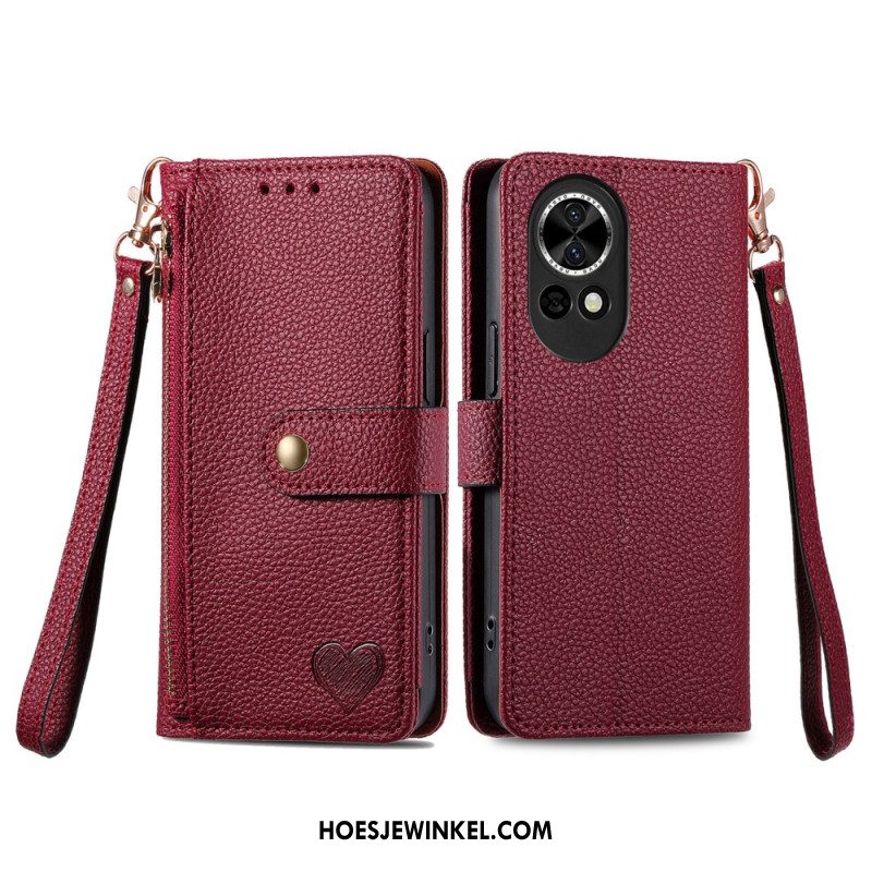 Leren Hoesje Voor Huawei Nova 13 Rfid-portemonnee Met Hart