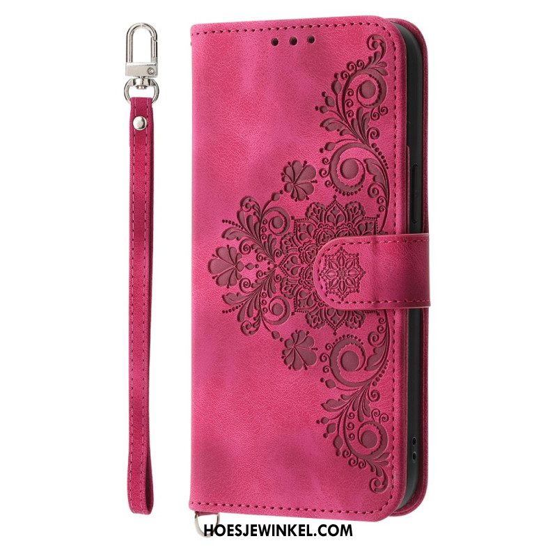 Leren Hoesje Voor Oneplus 13r Suède Kant-effect Met Riem En Schouderband