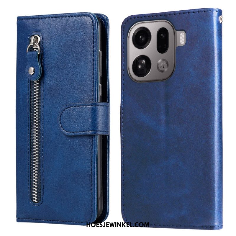 Leren Hoesje Voor Oppo Find X9 Pro 5g Vak Met Rits