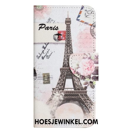 Leren Hoesje Voor Samsung Galaxy A17 4g / 5g Vintage Eiffeltoren