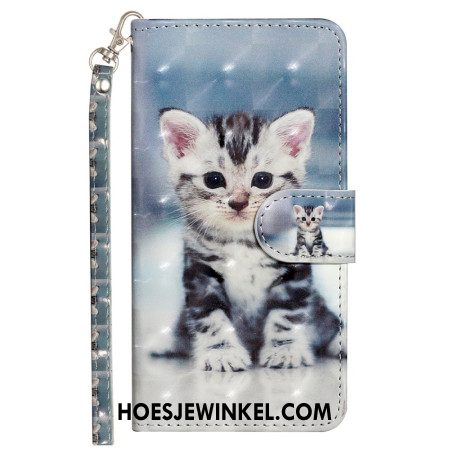 Leren Hoesje Voor Samsung Galaxy S25 Fe Katje Met Koord