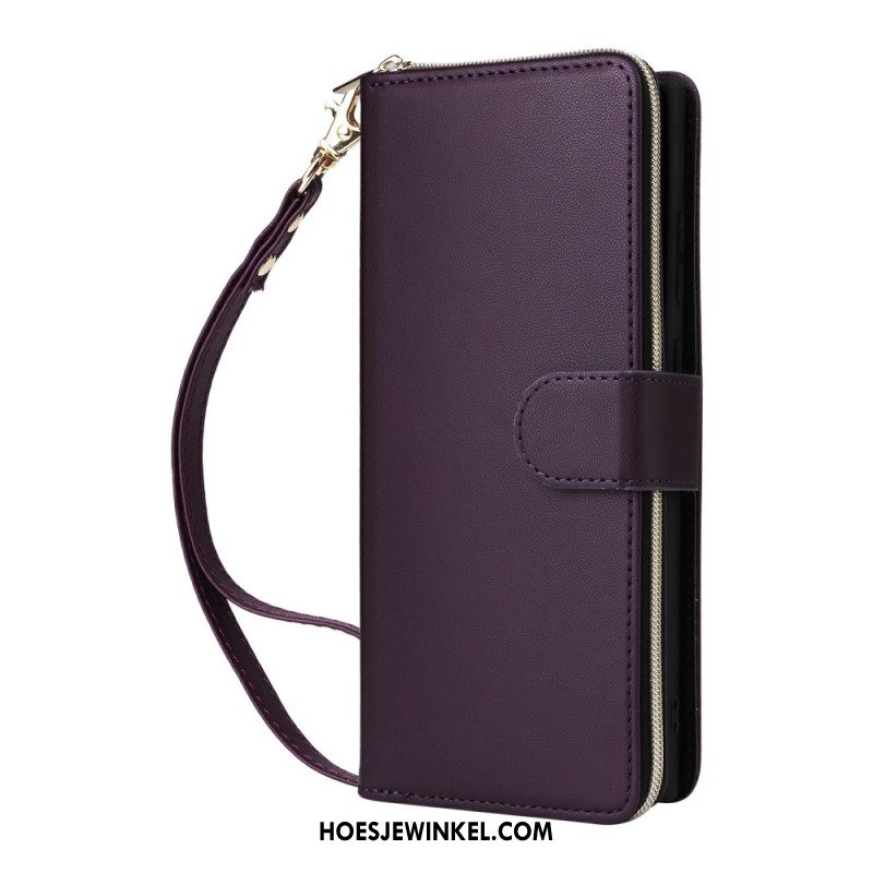 Leren Hoesje Voor Samsung Galaxy S25 Ultra 5g 9 Kaartsleuven Met Bandje