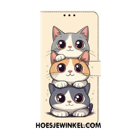 Leren Hoesje Voor Samsung Galaxy S26 Gestapelde Katten