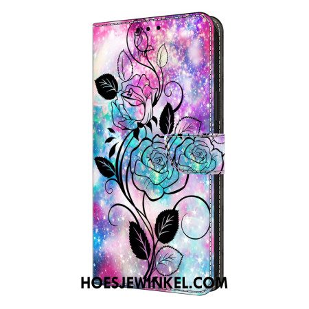 Leren Hoesje Voor Samsung Galaxy S26 Plus Getekende Roos