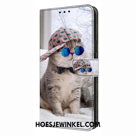 Leren Hoesje Voor Samsung Galaxy S26 Plus Kat Met Hoed