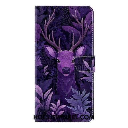 Leren Hoesje Voor Samsung Galaxy S26 Plus Paars Hertmotief