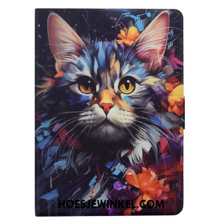 Leren Hoesje Voor Samsung Galaxy Tab S11 Artistieke Kat
