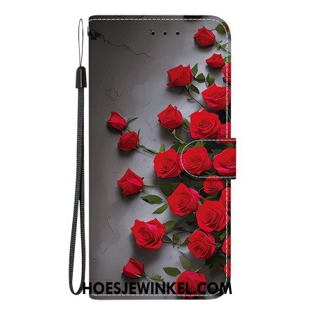 Leren Hoesje Voor Sony Xperia 10 Vii Rode Rozen