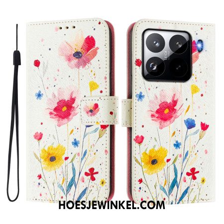 Leren Hoesje Voor Xiaomi 15 Pro Bloemenpatroon