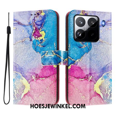 Leren Hoesje Voor Xiaomi 15 Pro Kleurrijk Marmer