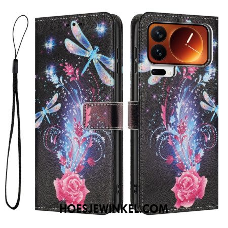 Leren Hoesje Voor Xiaomi 17 Pro Libellenpatroon