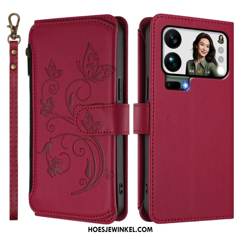 Leren Hoesje Voor Xiaomi 17 Pro Max Portemonnee Met Bloemenprint