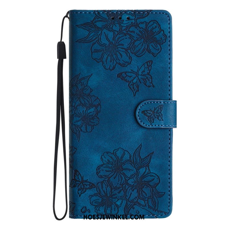 Leren Hoesje Voor Xiaomi 17 Pro Max Vlinder- En Bloemenpatroon