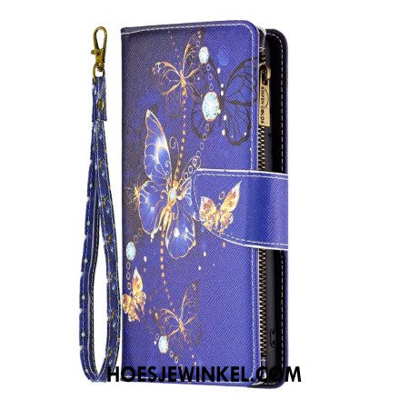 Leren Hoesje Voor Xiaomi Redmi Note 13 Pro Plus 5g Portemonnee Met Paarse Vlinders
