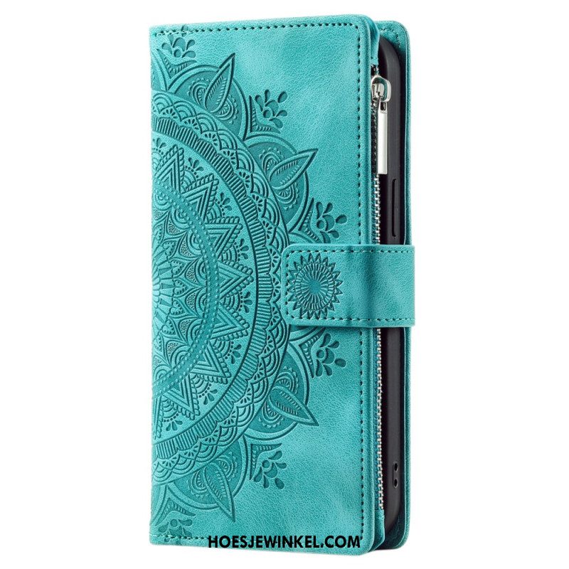 Leren Hoesje Voor Xiaomi Redmi Note 14 4g Mandala Suède-effect Portemonnee