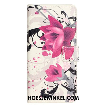 Leren Hoesje Voor Xiaomi Redmi Note 14 4g Tropische Bloemen
