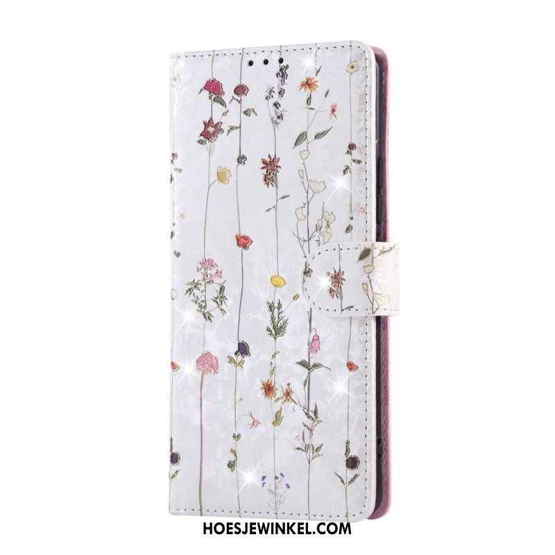 Leren Hoesje Voor Xiaomi Redmi Note 14 Pro 5g Rfid-blokkerend Bloemendesign