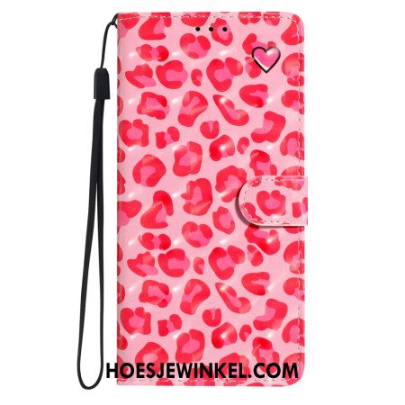 Leren Hoesje Voor Xiaomi Redmi Note 14 Pro Plus 5g Roze Luipaardpatroon 3d