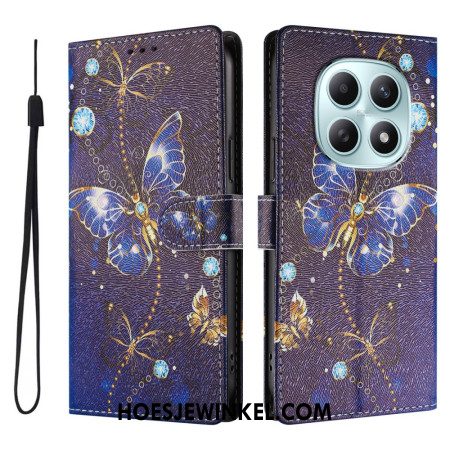 Leren Hoesje Voor Xiaomi Redmi Note 15 5g Blauwe Vlinder