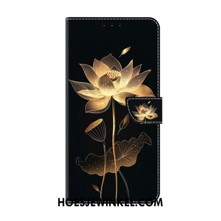 Leren Hoesje Voor Xiaomi Redmi Note 15 5g Gouden Lotus