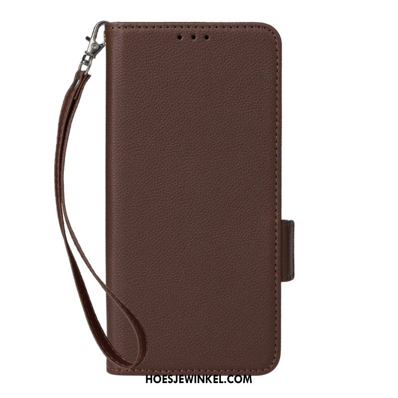 Leren Hoesje Voor Xiaomi Redmi Note 15 5g Lychee-textuur Met Bandje