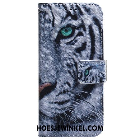 Leren Hoesje Voor Xiaomi Redmi Note 15 5g Witte Tijger
