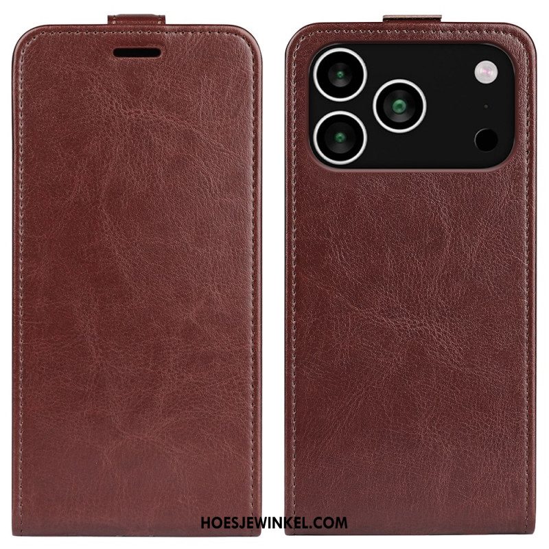 Leren Hoesje Voor iPhone 17 Pro Verticaal Flip-systeem