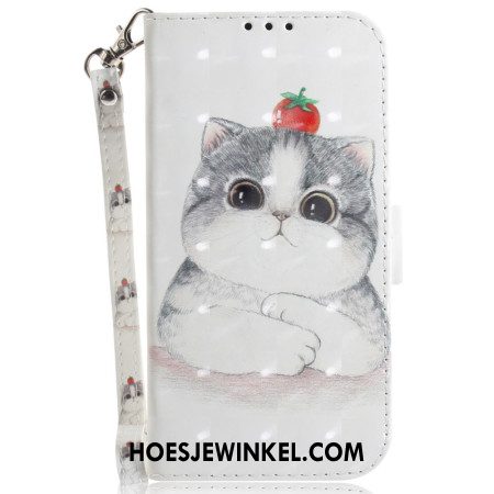Leren Hoesje Xiaomi 15 Pro Schattig Kattenbandje Bescherming Hoesje