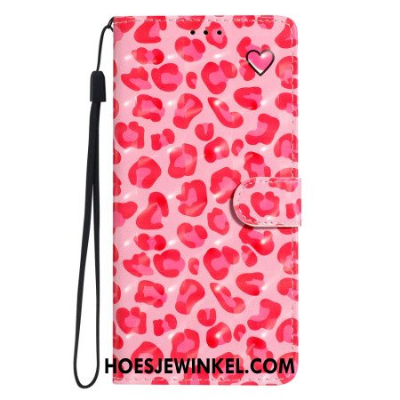 Leren Hoesje Xiaomi 15t Pro Roze Luipaard Bescherming Hoesje