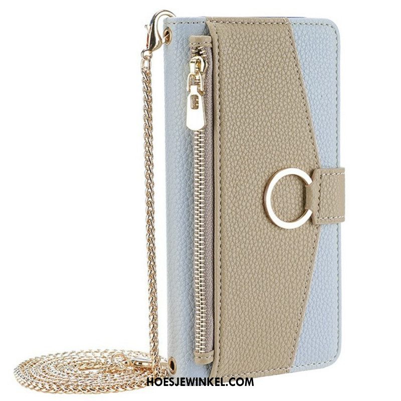 Leren Hoesje Xiaomi 17 Pro Max Spiegel En Schouderband Met Ketting Bescherming Hoesje