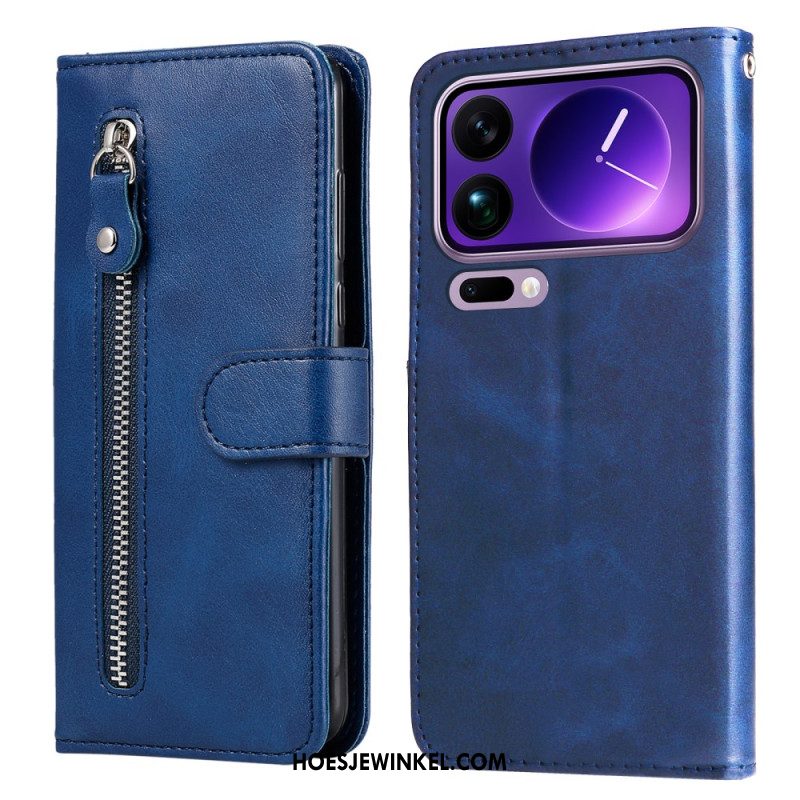 Leren Hoesje Xiaomi 17 Pro Max Vakje Met Rits Bescherming Hoesje