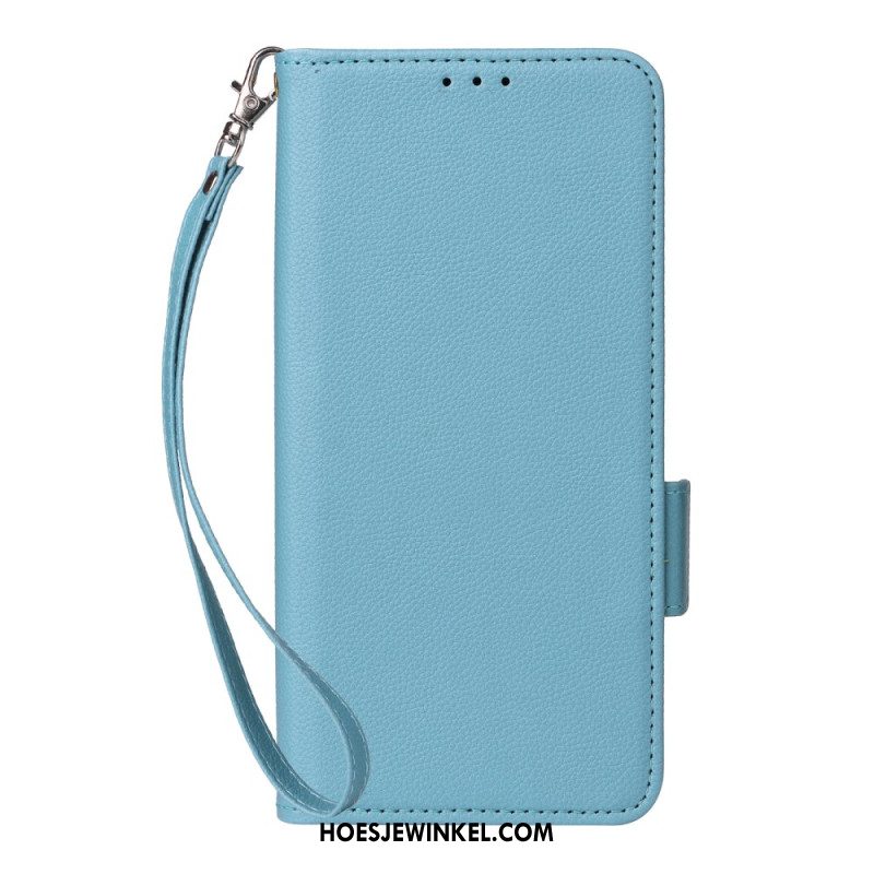 Leren Hoesje Xiaomi Redmi Note 14 5g Lychee Textuur Met Bandje Bescherming Hoesje