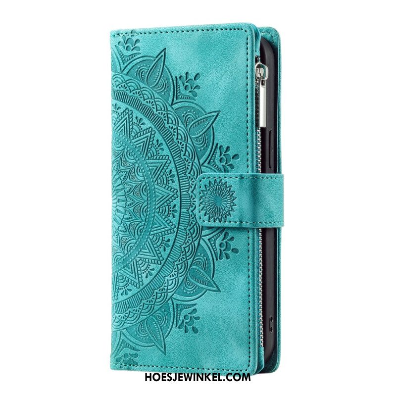 Leren Hoesje Xiaomi Redmi Note 14 5g Mandala Sun Suède-effect Bescherming Hoesje